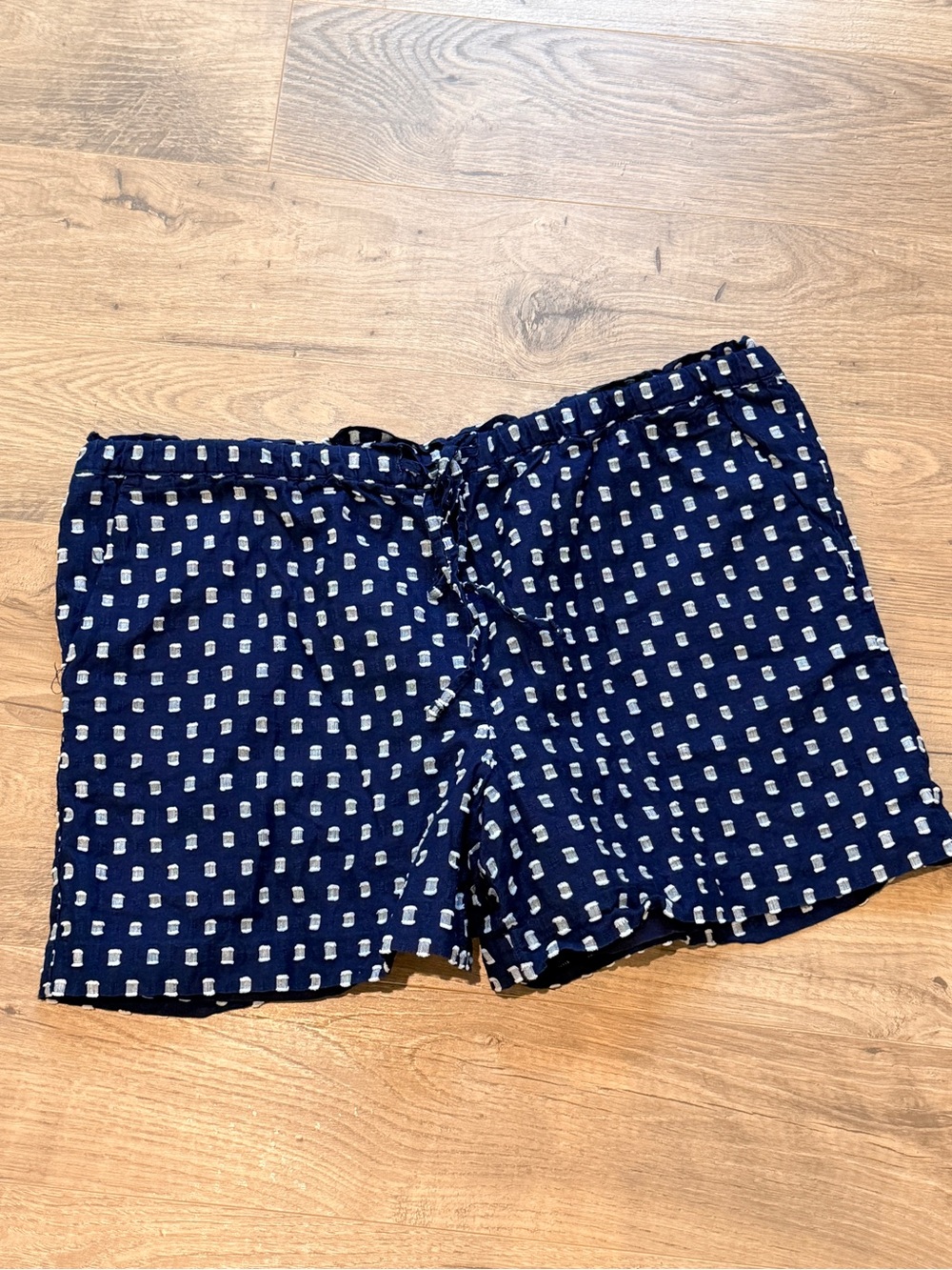LOFT Navy Shorts with White embroidered print- Large